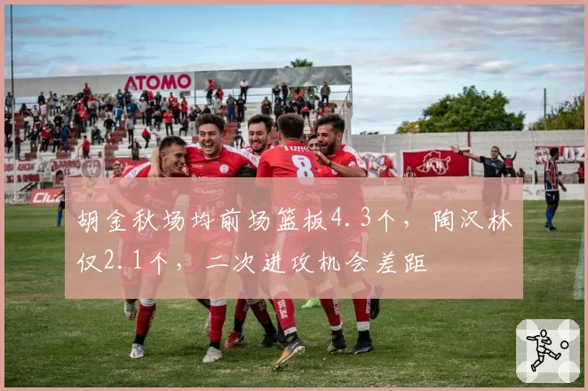 胡金秋场均前场篮板4.3个,陶汉林仅2.1个,二次进攻机会差距